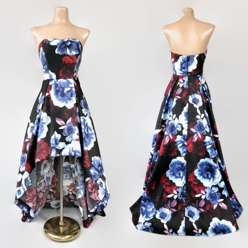VINTAGE Y2K Bold Floral Hi-Low Cocktail Prom Dress 7